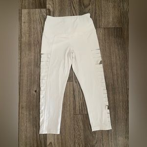 Zella Cropped white leggings with cutout sides down the leg!
